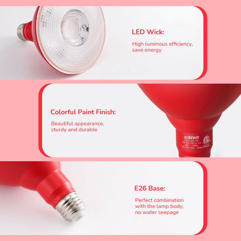18W Non-dimmable Red Flood Light Bulb (2 Pack)-HLBP38D-ND