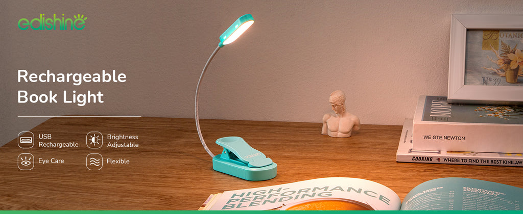 USB Rechargeable Dimmable Book Light, 3 Color Modes, 2 Charging Modes-HBRL11C1