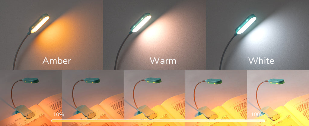 USB Rechargeable Dimmable Book Light, 3 Color Modes, 2 Charging Modes-HBRL11C1