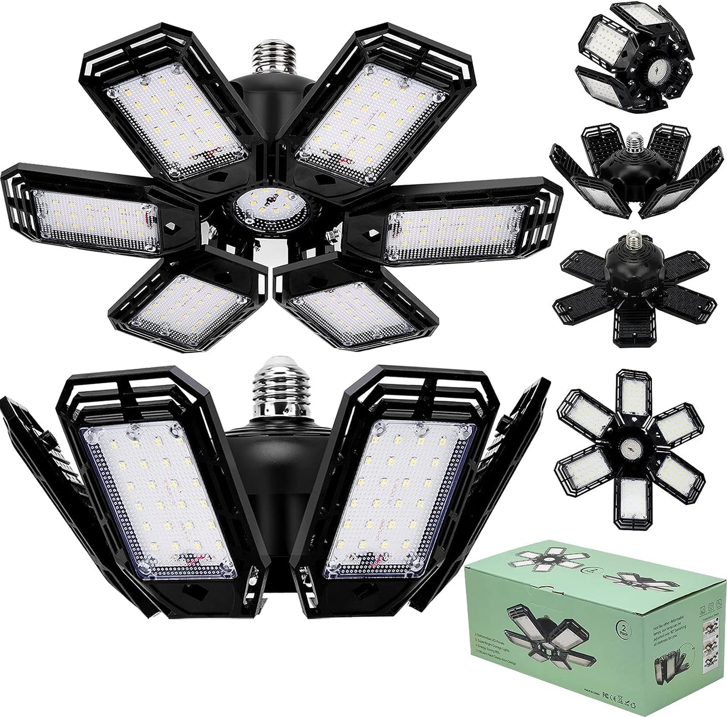 Aoretic LED Garage Lights Bulb 2 Pack -180W, 18000LM 6500K Led Shop Light with 6+1 Deformable Panels, Basement Barn Ceiling Lights, E26/E27 for Warehouse theluminousdecor