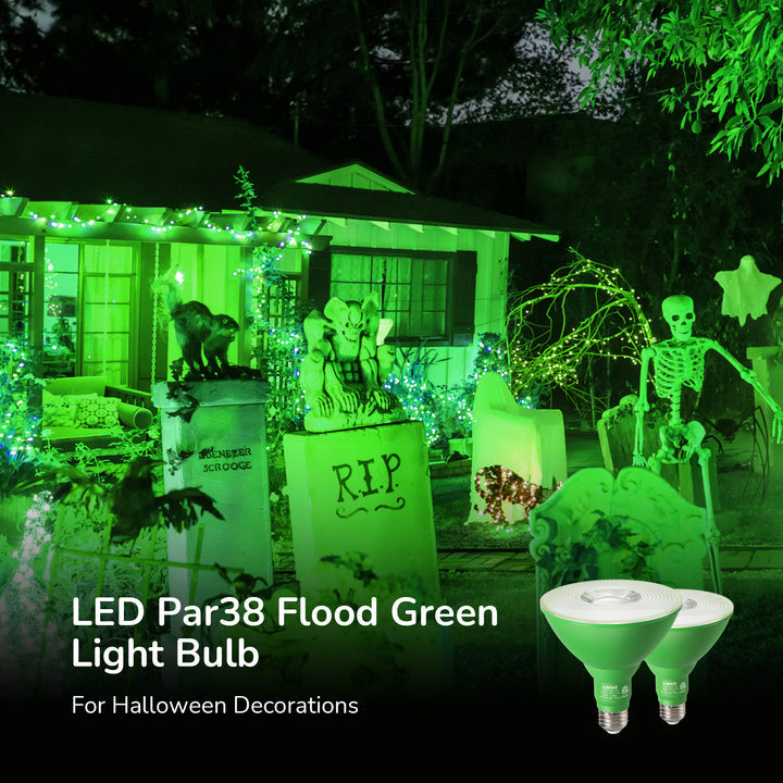 18W Dimmable Green Flood Light Bulbs (2 Pack)-HLBP38E