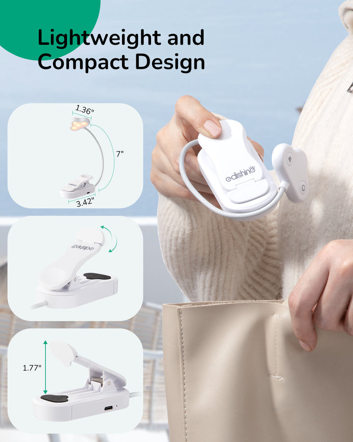 USB Rechargeable Dimmable Book Light with 3 Color Modes