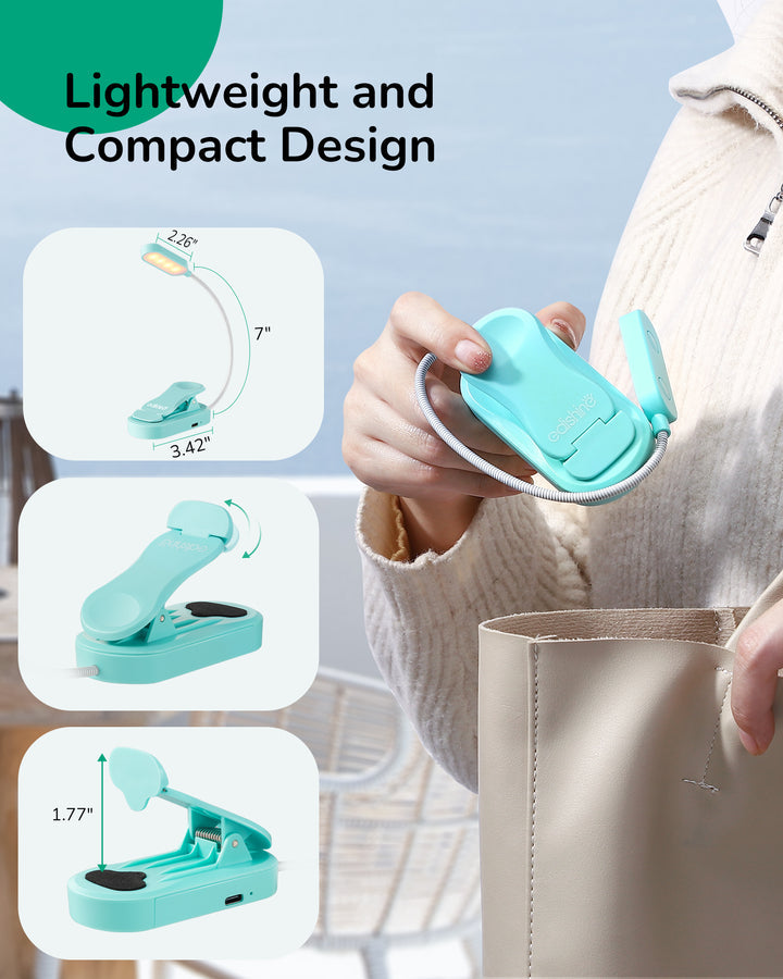 USB Rechargeable Dimmable Book Light, 3 Color Modes, 2 Charging Modes-HBRL11C1