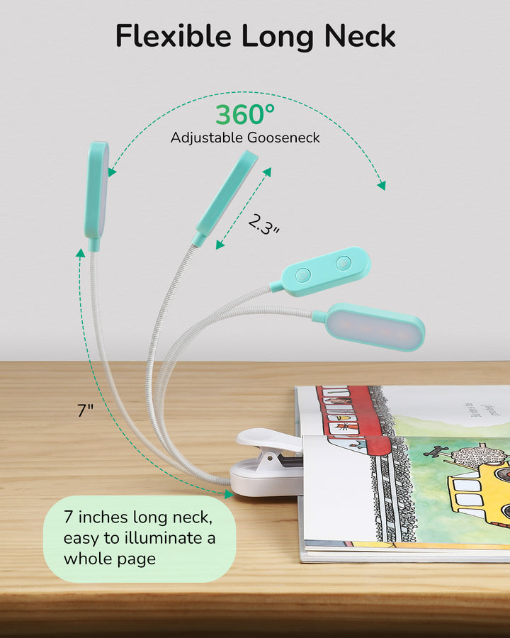 USB Rechargeable Dimmable Book Light, 3 Color Modes, 2 Charging Modes-HBRL11C1