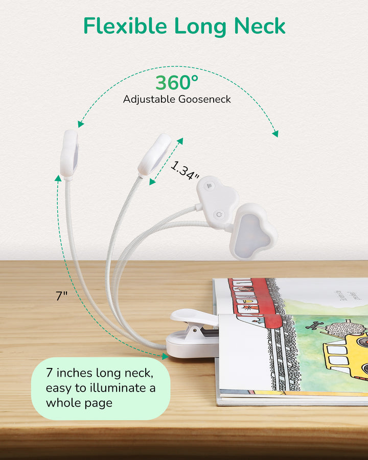 USB Rechargeable Dimmable Book Light with 3 Color Modes