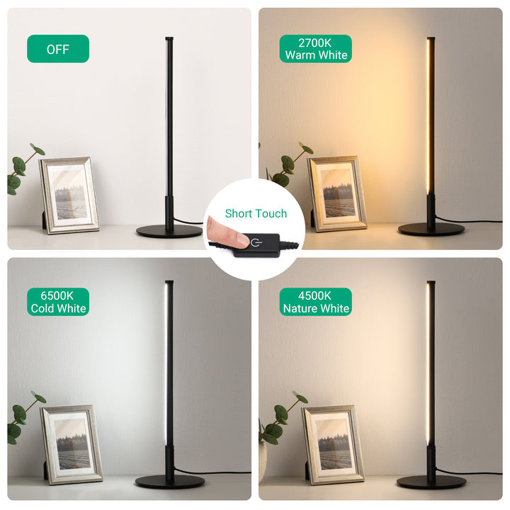 Black 6W Table Lamp with 3 Colour Temperature & Touch Controller, 1 Pack-HLTL02K