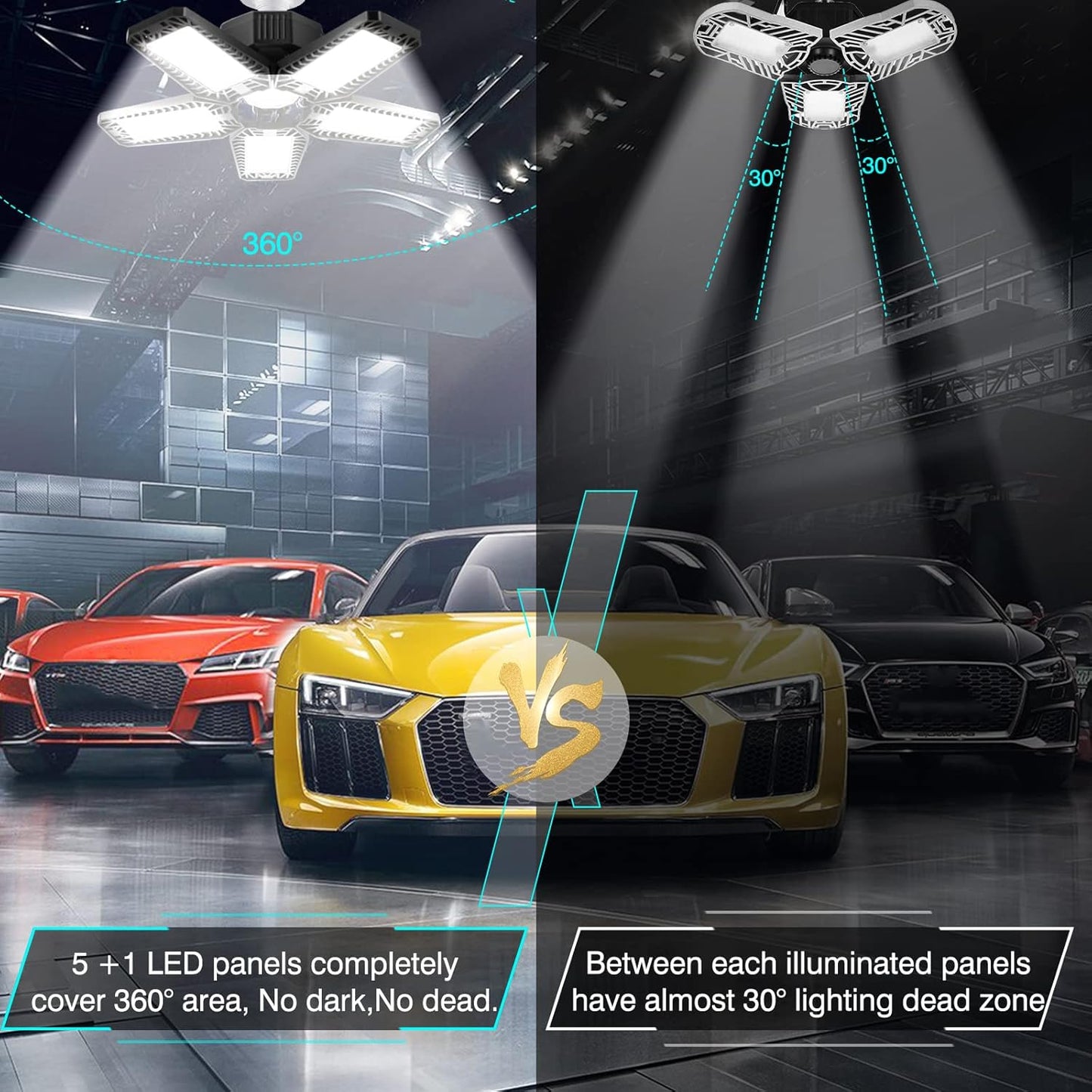 Garage LED Lights Screw in with 5+1 Deformable Panels 160W LED Garage