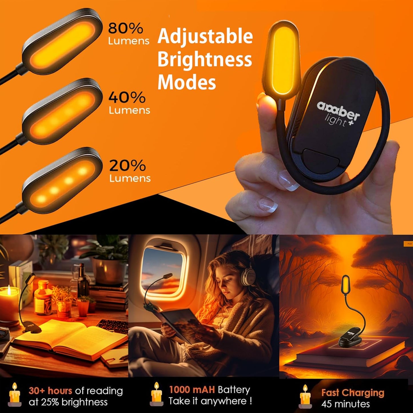 Rechargeable LED Kindle Light | Blue Light Filtered | Adjustable