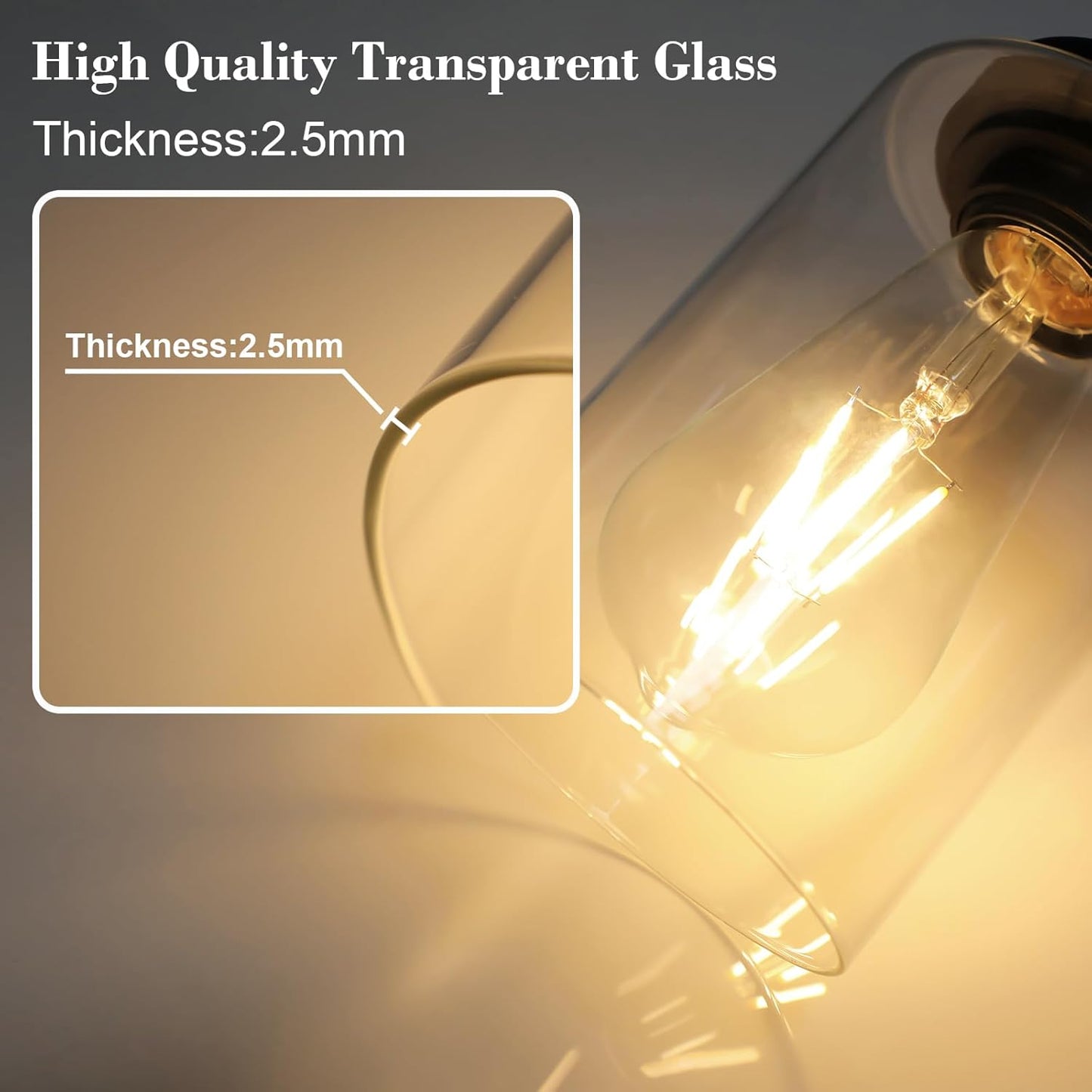 Unicozin Modern Bathroom Light Fixtures, 3 Light Vanity Lights, Black Wall Lamp with Clear Glass for Bathroom, Mirror, Living Room, Bedroom, Hallway, E26 Base