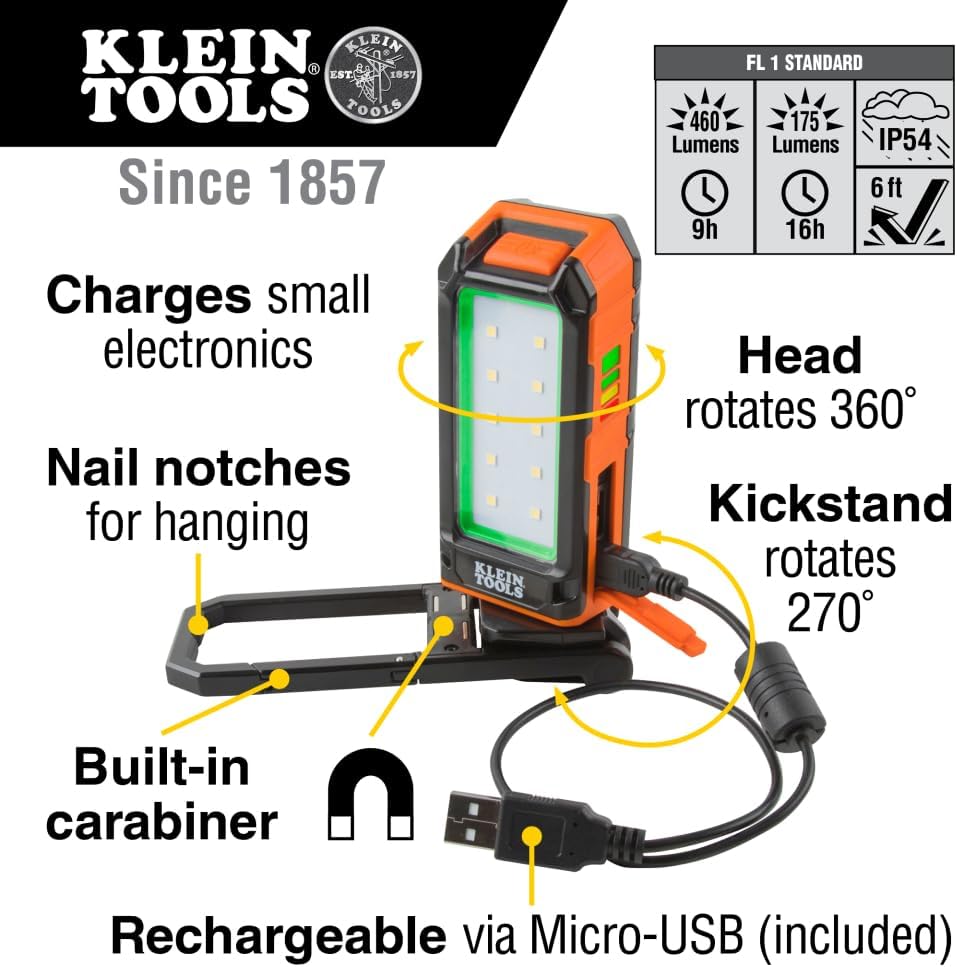 Rechargeable Flashlight / Worklight with Kickstand and Carabiner