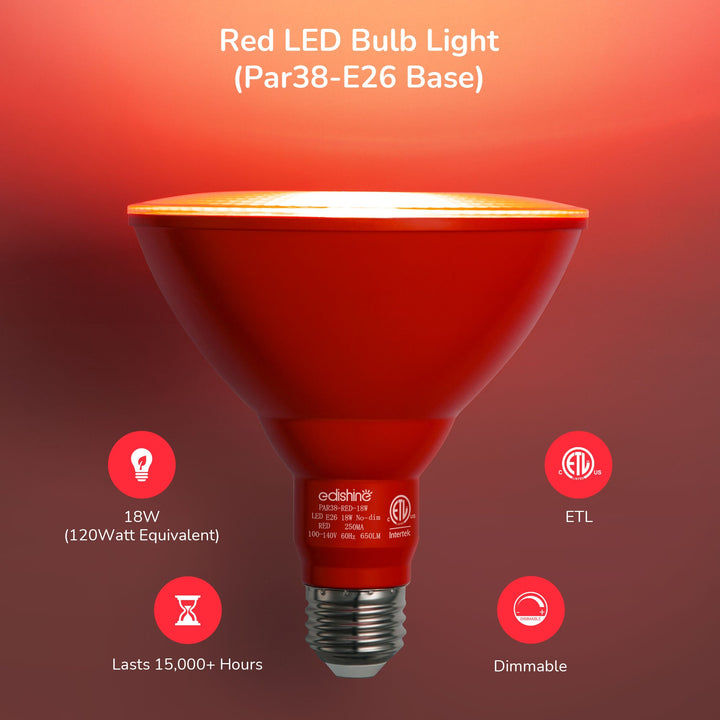 18W Non-dimmable Red Flood Light Bulb (2 Pack)-HLBP38D-ND