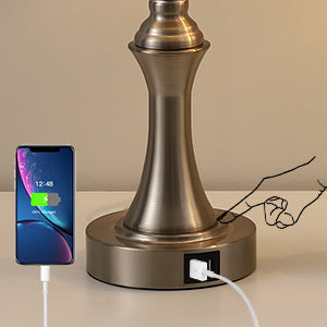 3-Way Dimmable Touch Control Table Lamp with 2 USB Ports, 2 Pack-HLTL06C1
