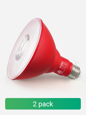 18W Non-dimmable Red Flood Light Bulb (2 Pack)-HLBP38D-ND