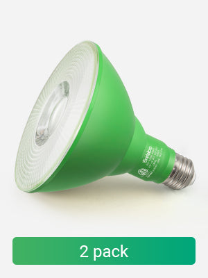 18W Dimmable Green Flood Light Bulbs (2 Pack)-HLBP38E