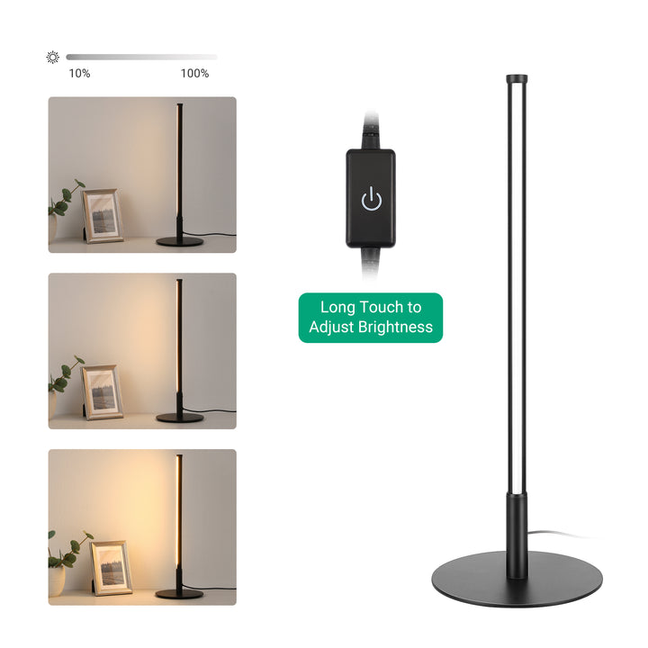 Black 6W Table Lamp with 3 Colour Temperature & Touch Controller, 1 Pack-HLTL02K