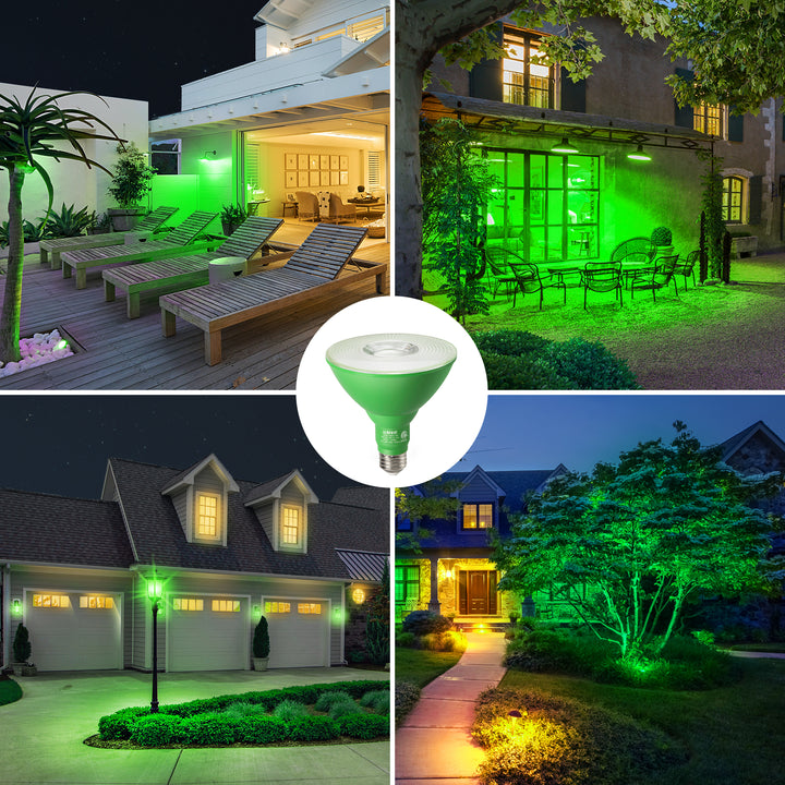18W Dimmable Green Flood Light Bulbs (2 Pack)-HLBP38E