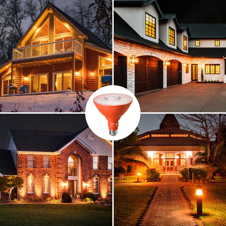 18W Dimmable Orange Flood Light Bulb (2 Pack)-HLBP38C