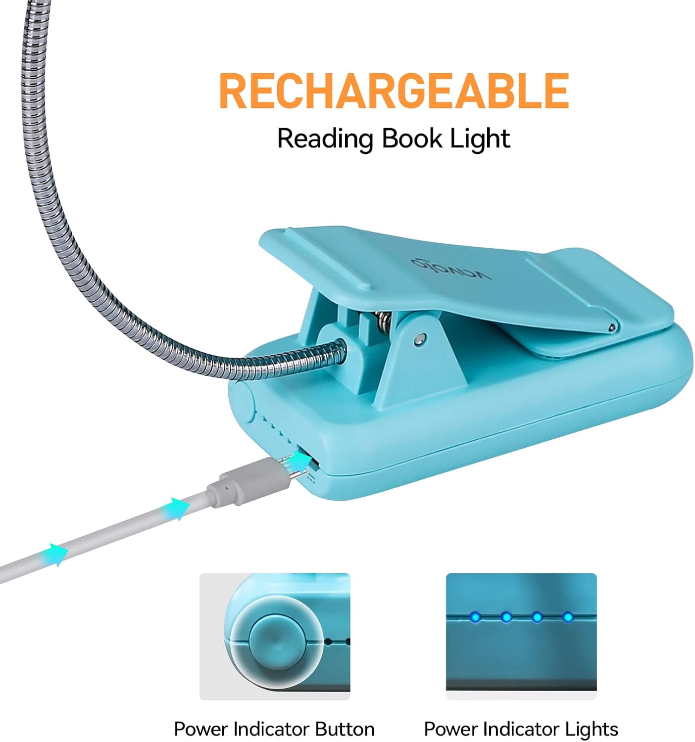 Rechargeable Book Light, Mint Blue
