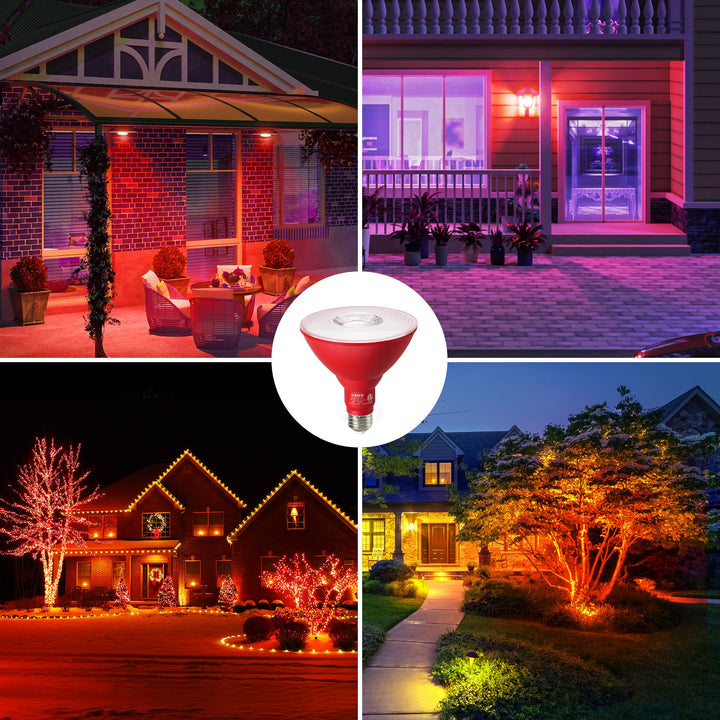 18W Non-dimmable Red Flood Light Bulb (2 Pack)-HLBP38D-ND