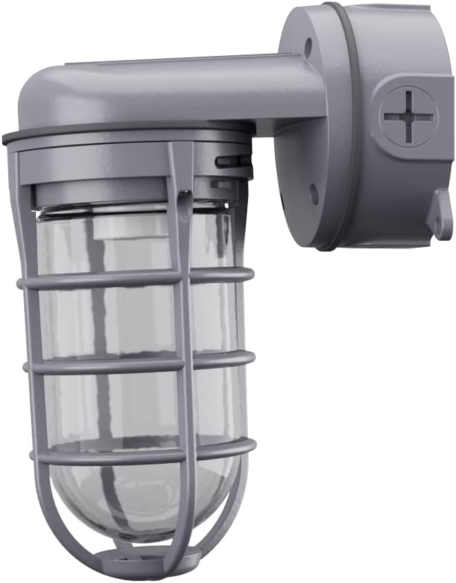 Industrial Utility Vapor Tight Wall Lamp - 150W, 120V, Gray