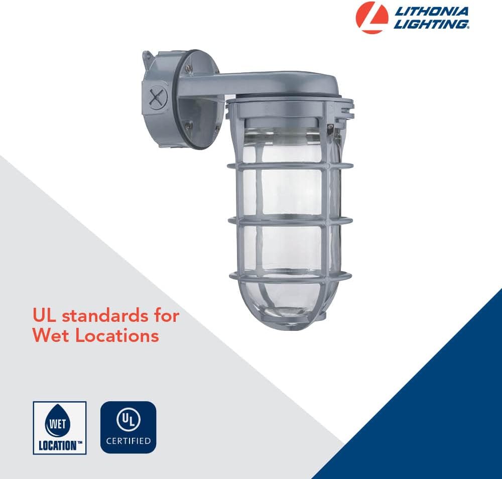 Industrial Utility Vapor Tight Wall Lamp - 150W, 120V, Gray