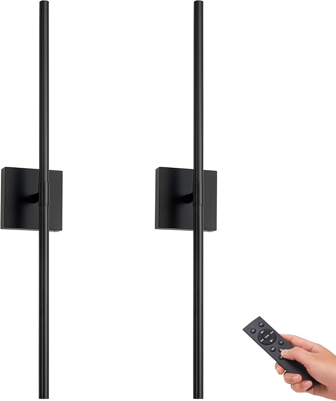 Rechargeable Wall Sconces - 2 Pack, Black & Gold, Remote Control