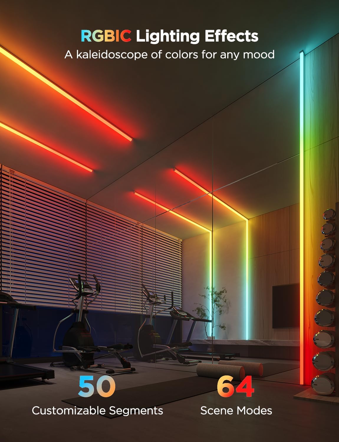 RGBIC LED Strip Lights 16.4ft with Covers
