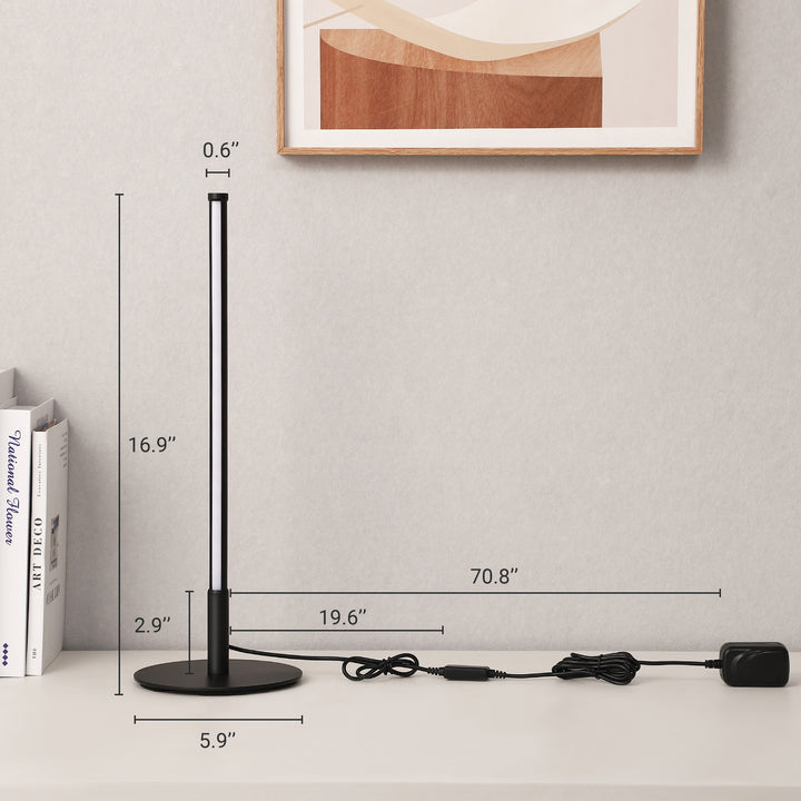 Black 6W Table Lamp with 3 Colour Temperature & Touch Controller, 1 Pack-HLTL02K