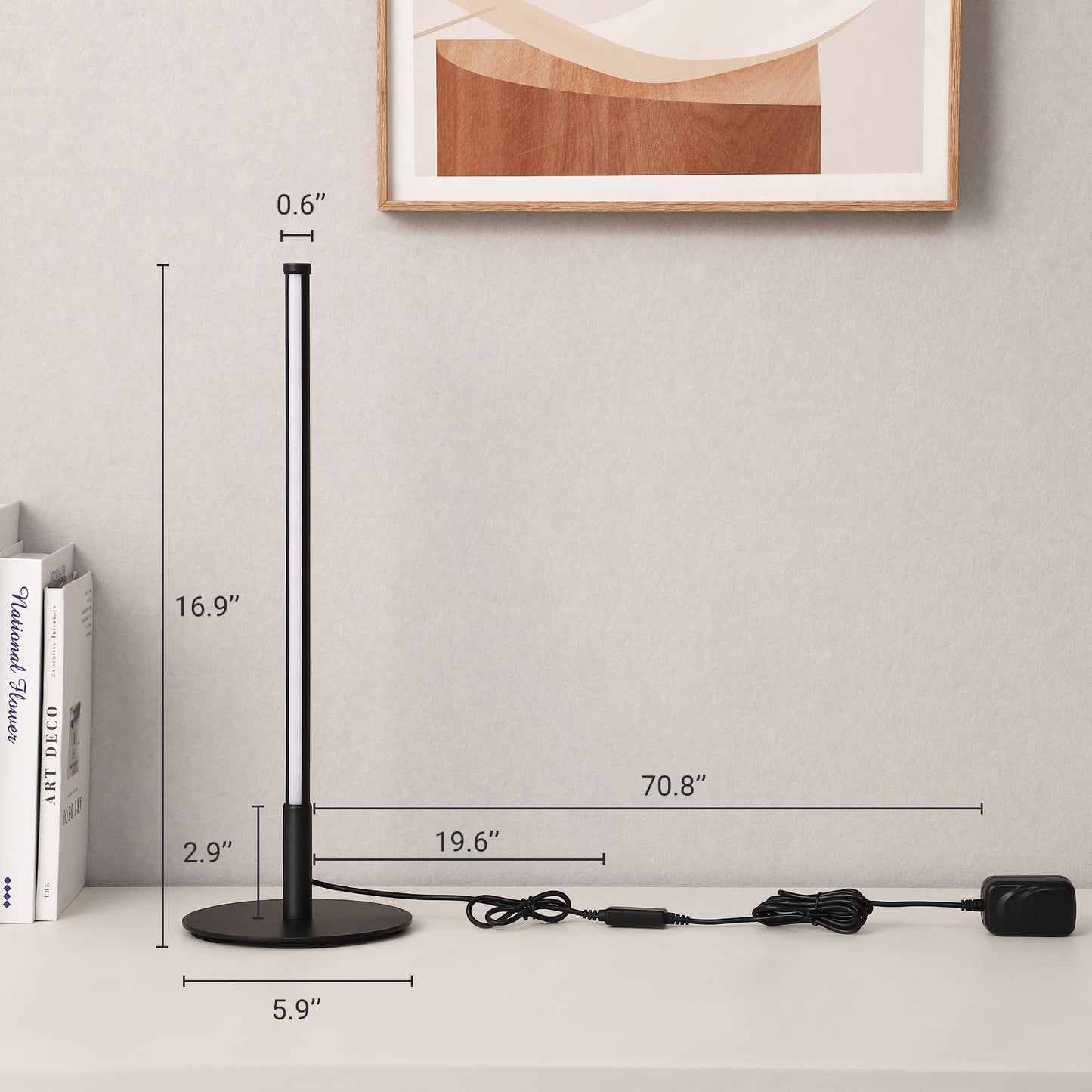Black 6W Table Lamp with 3 Colour Temperature & Touch Controller, 1 Pack-HLTL02K