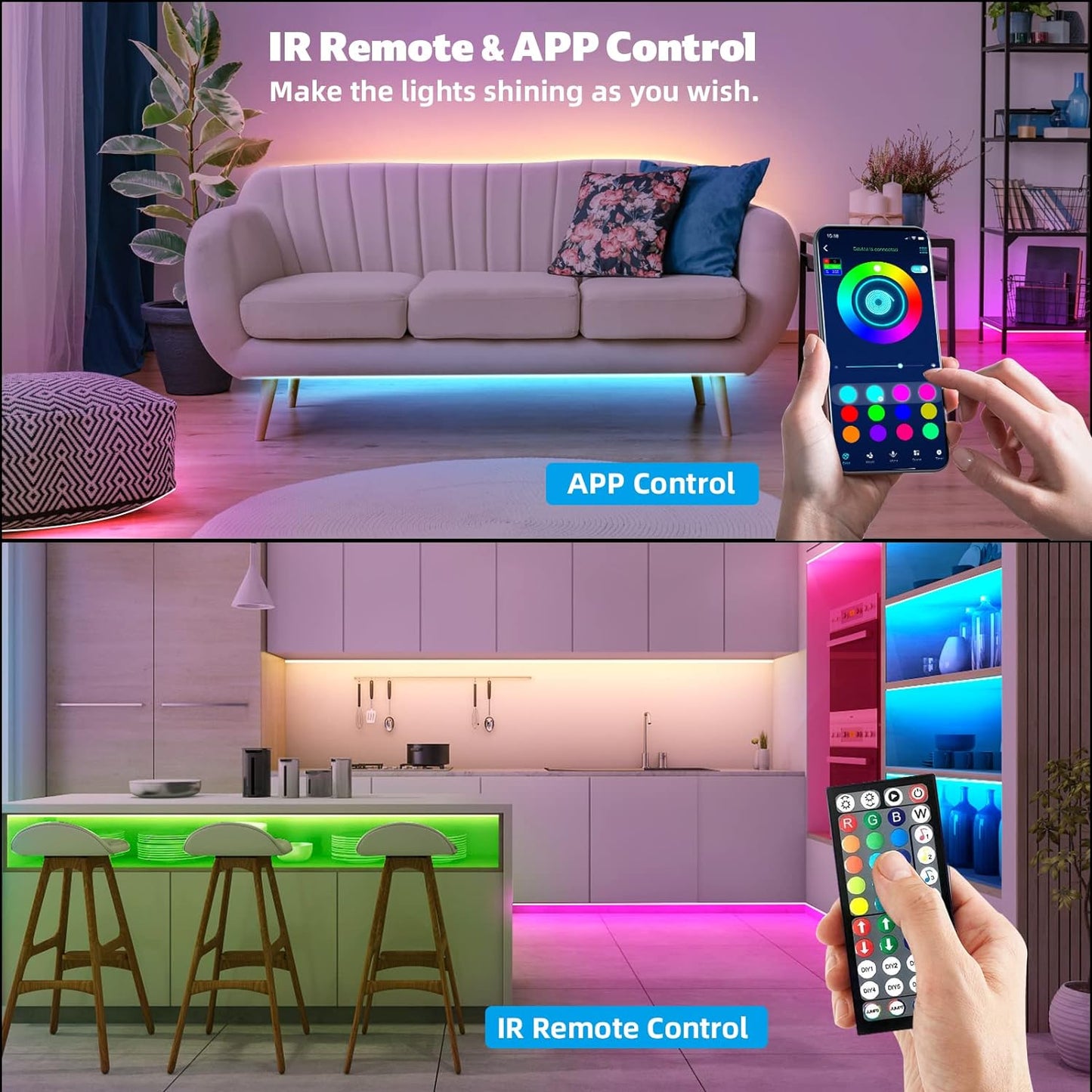 Smart RGB Led Strip Lights with 44-Key Remote