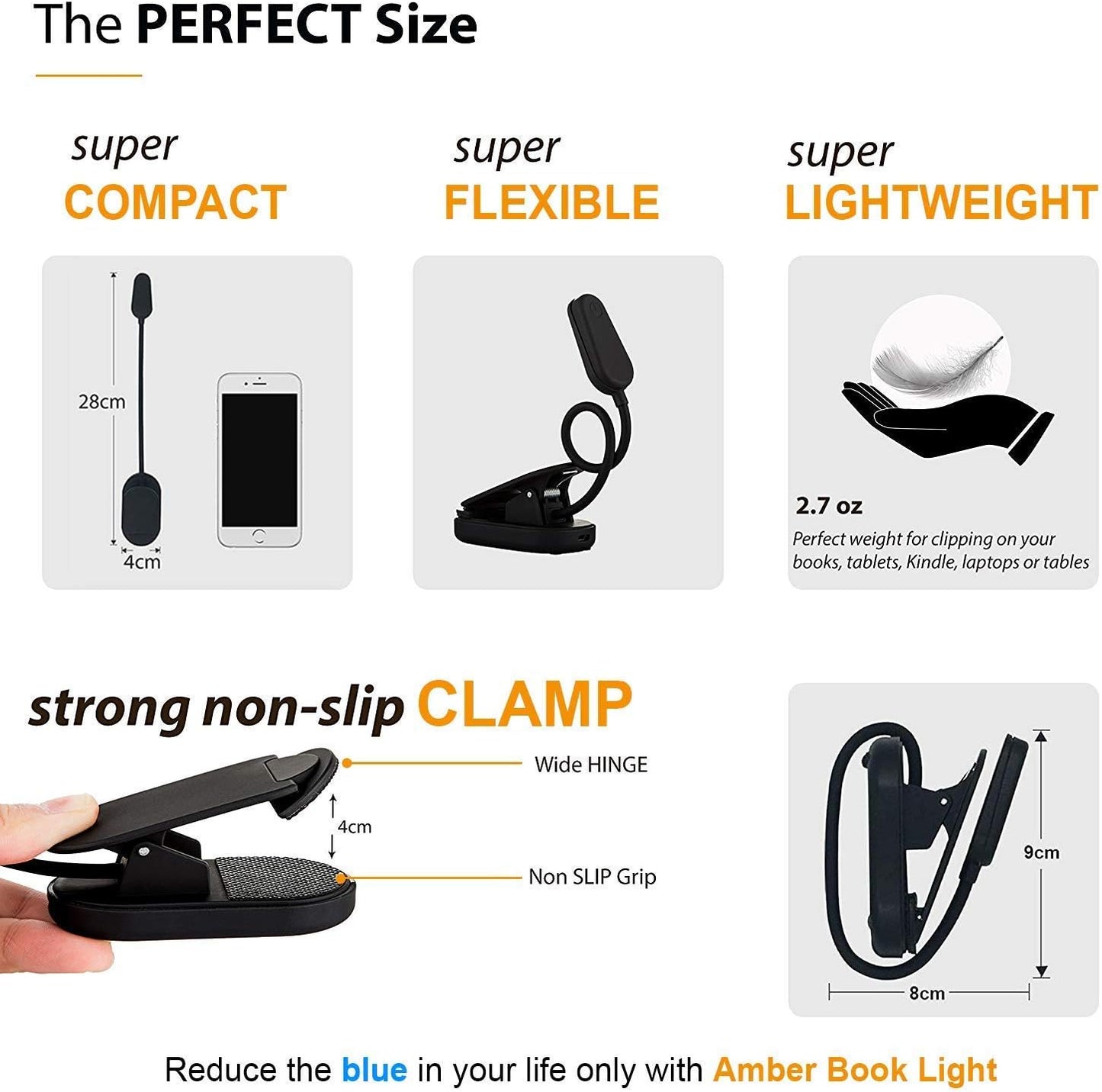 Rechargeable LED Kindle Light | Blue Light Filtered | Adjustable