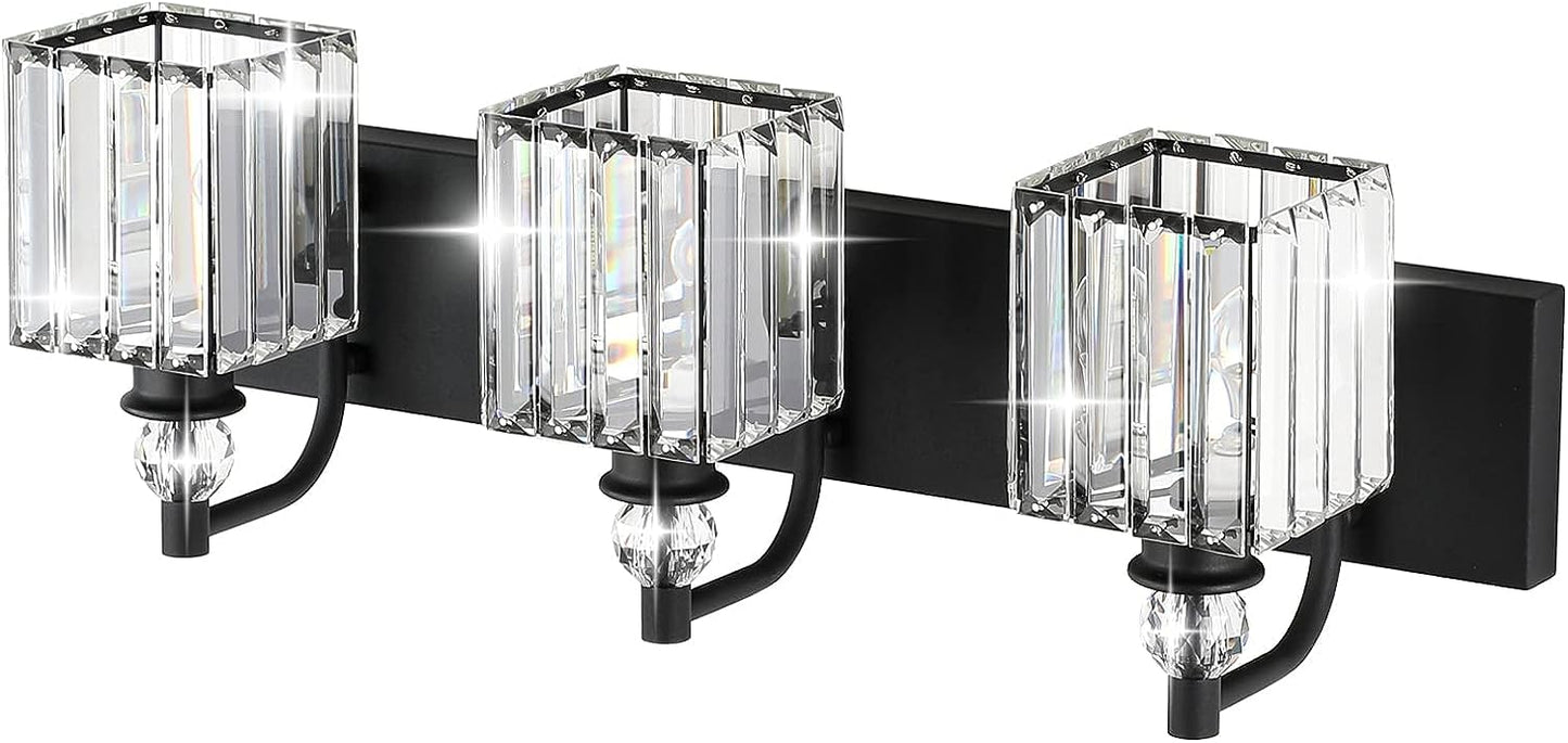 Elevate your bathroom with the Crystal Vanity Light in Matte Black. Stylish and functional bathroom illumination for a modern touch.