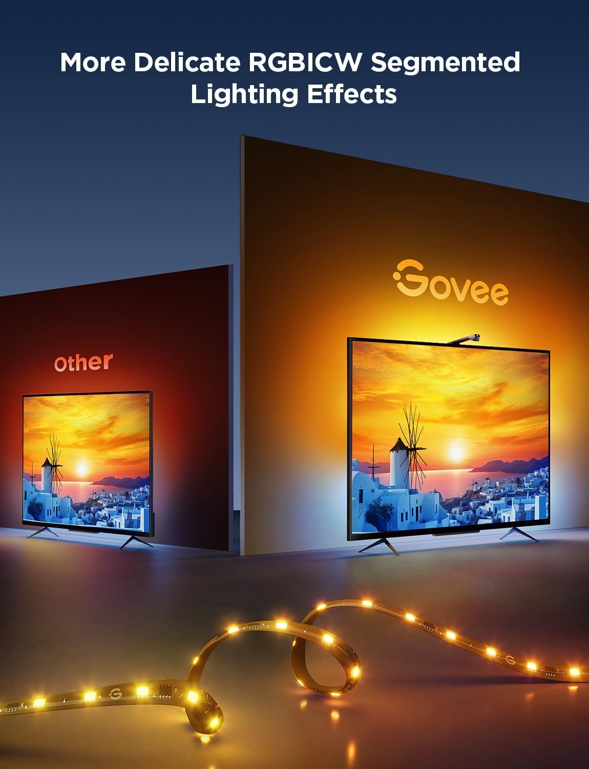 Govee TV Backlight 3 Lite - RGBICW Wi-Fi LED Strip Lights with Camera