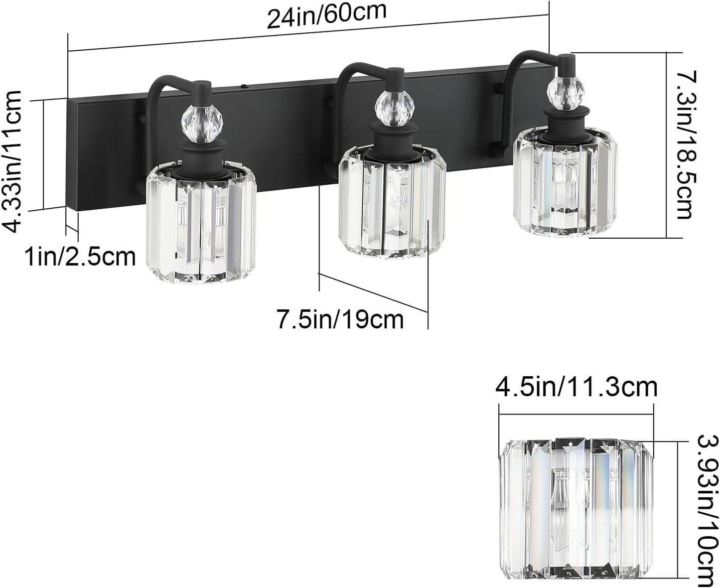 5-Light Crystal Vanity, Matte Black theluminousdecor