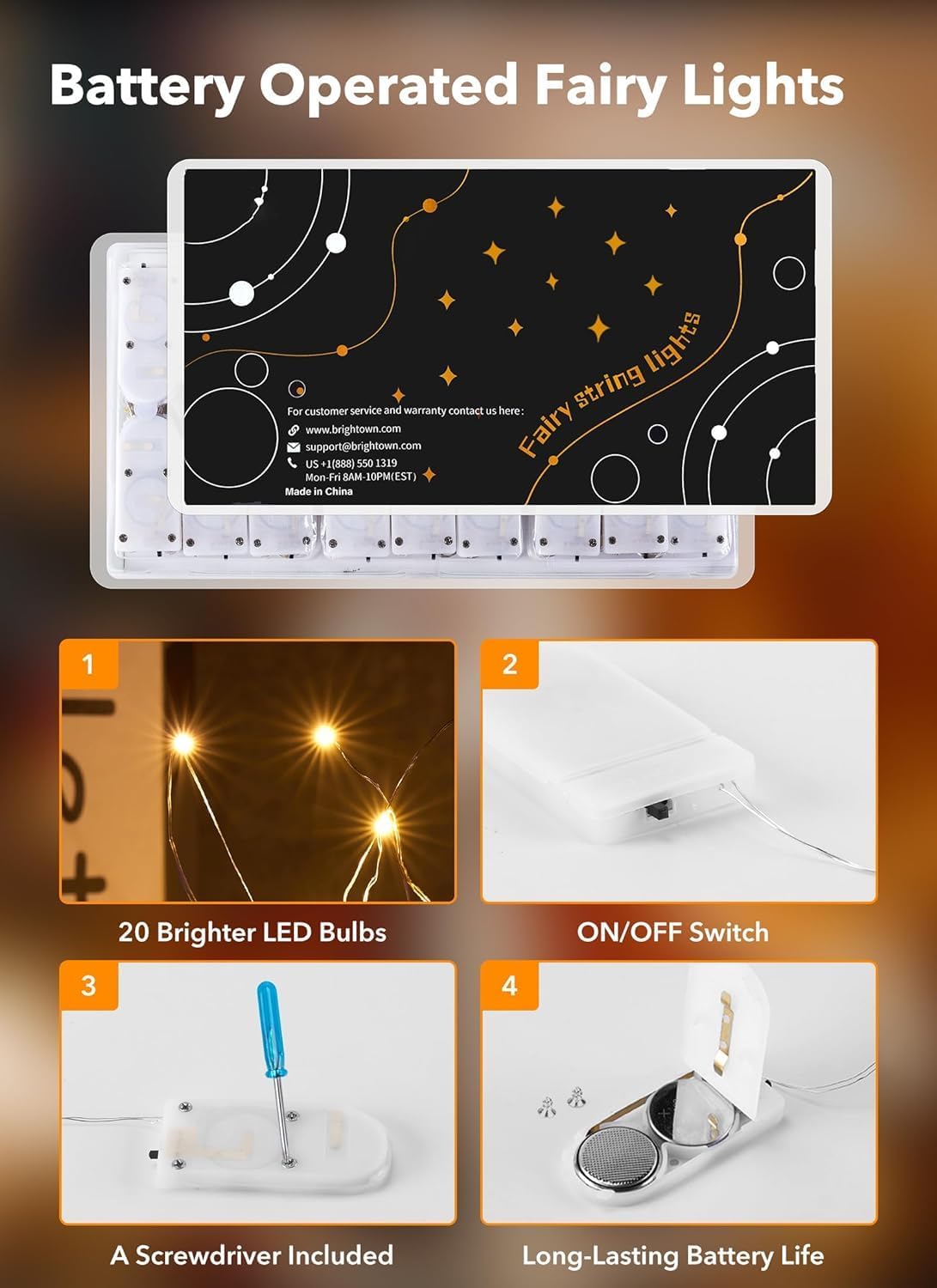 LED Fairy Lights 12 Pack | 7ft 20LED Waterproof | Battery Operated