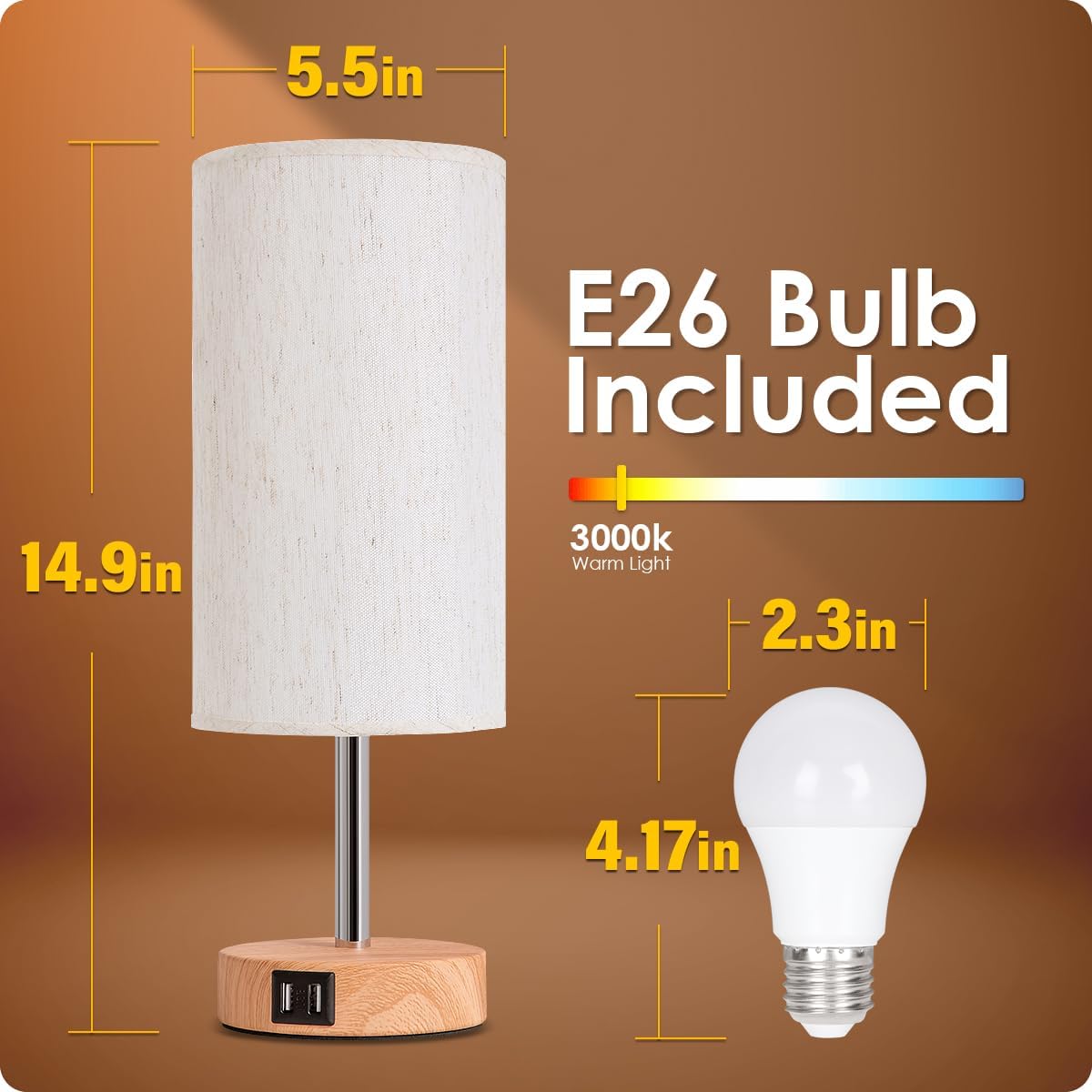 DreamHolder Table Lamp with 3 USB Ports, AC Outlet, Phone Charge