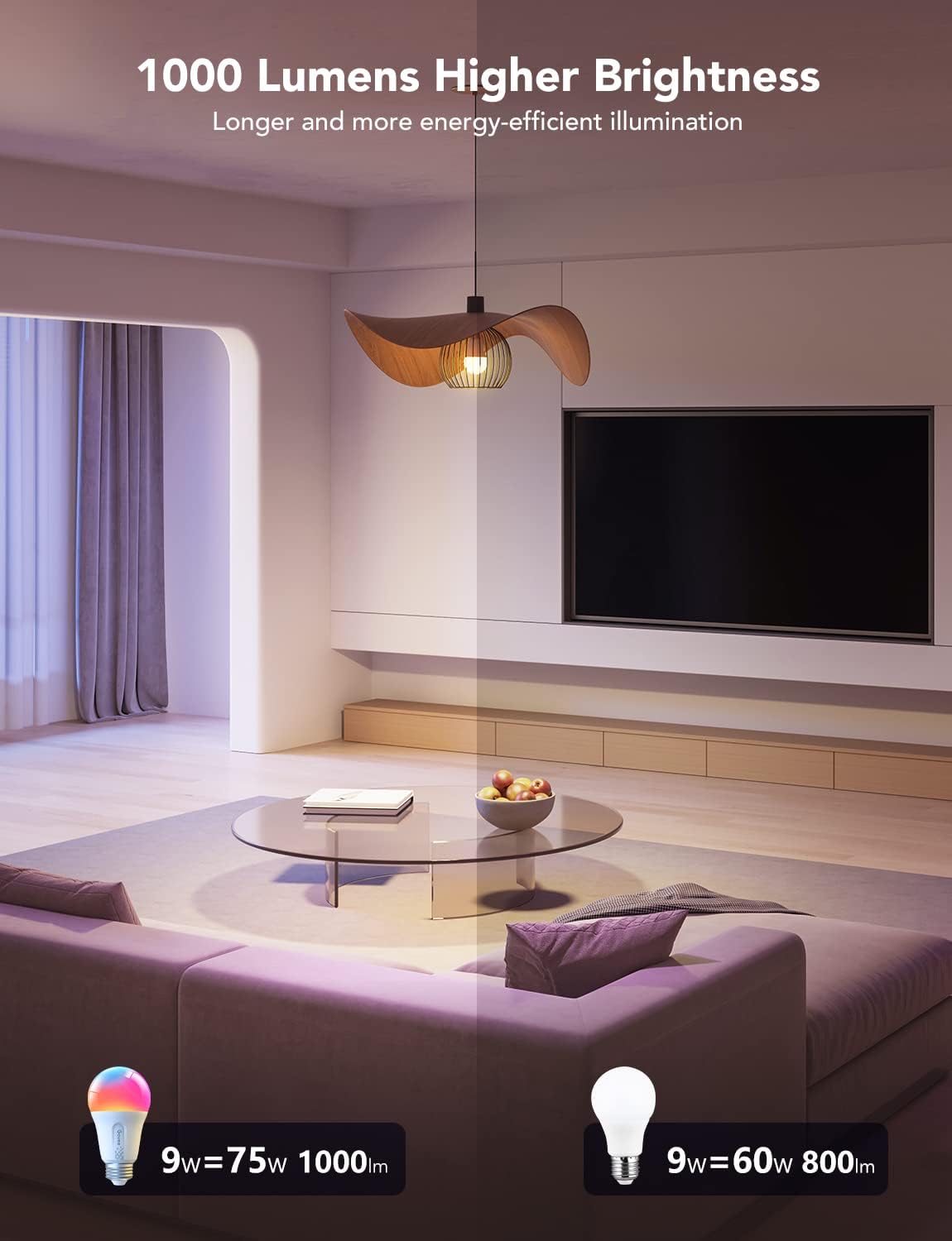 LED Smart Light Bulbs - 1000LM, Color Changing, Wi-Fi & Bluetooth
