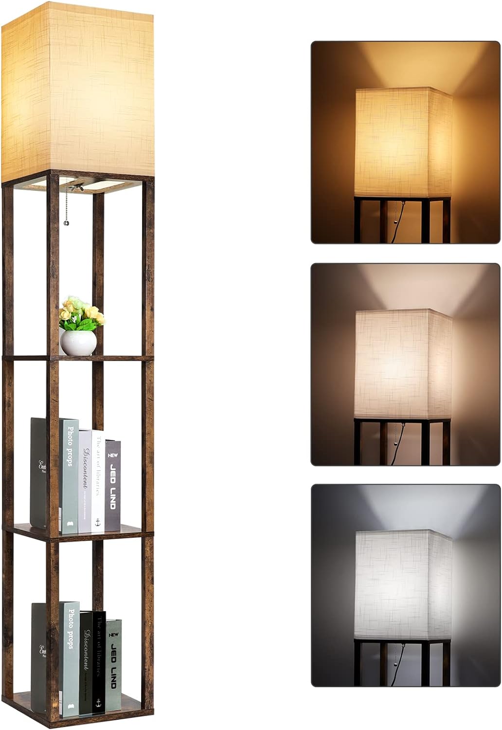 Floor Lamp with Shelves | Modern | Adjustable Color Temp | 8W Bulb