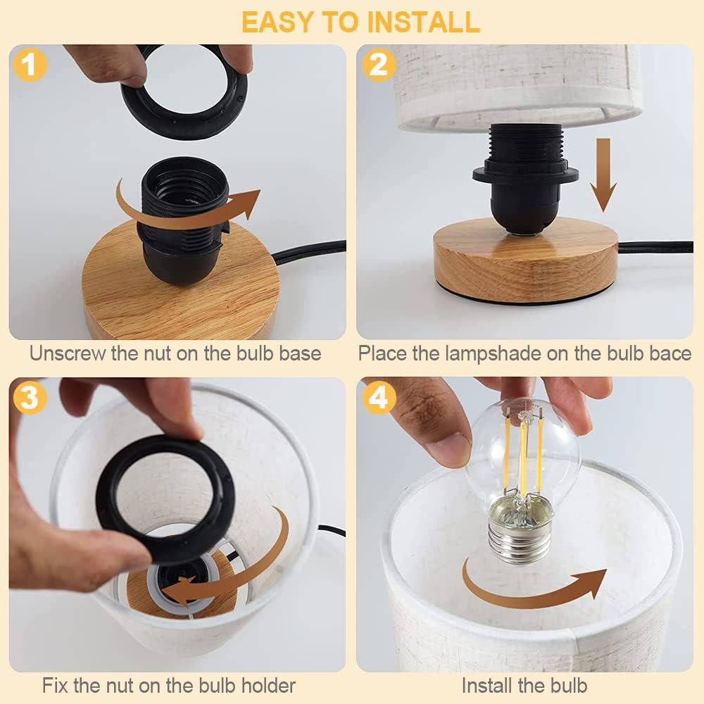 Small Table Lamp for Bedroom - Minimalist Warm Light - E26 Base