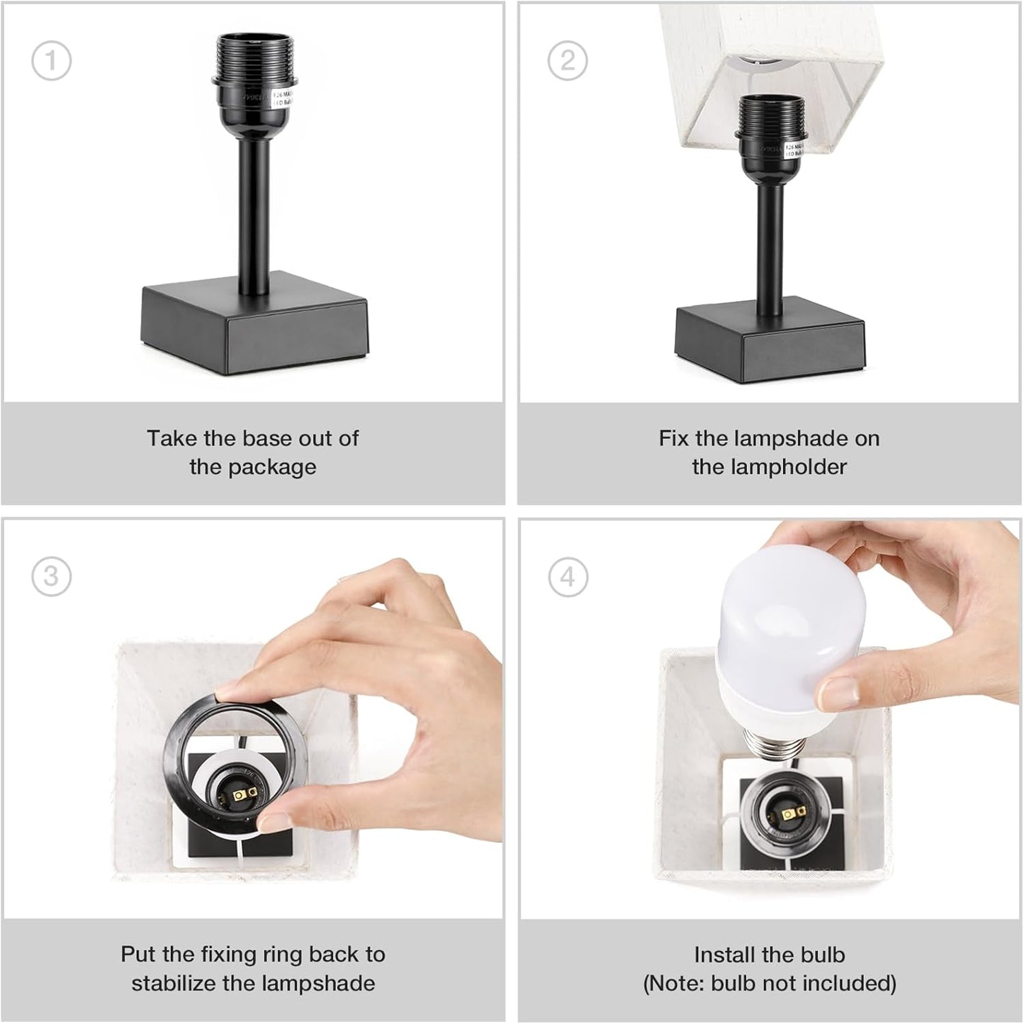 Small Table Lamp for Bedroom - Minimalist Nightstand Light - E26 Base