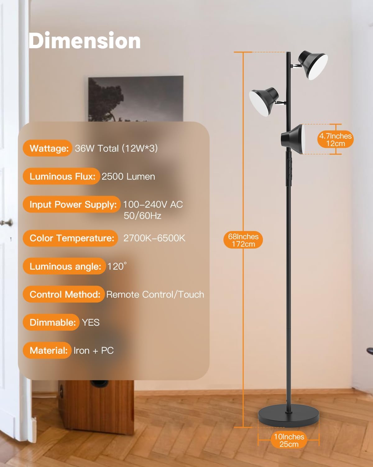 LED Floor Lamp, Matte Black theluminousdecor