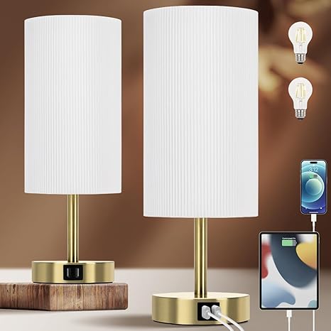 DreamHolder Table Lamp with 3 USB Ports, AC Outlet, Phone Charge