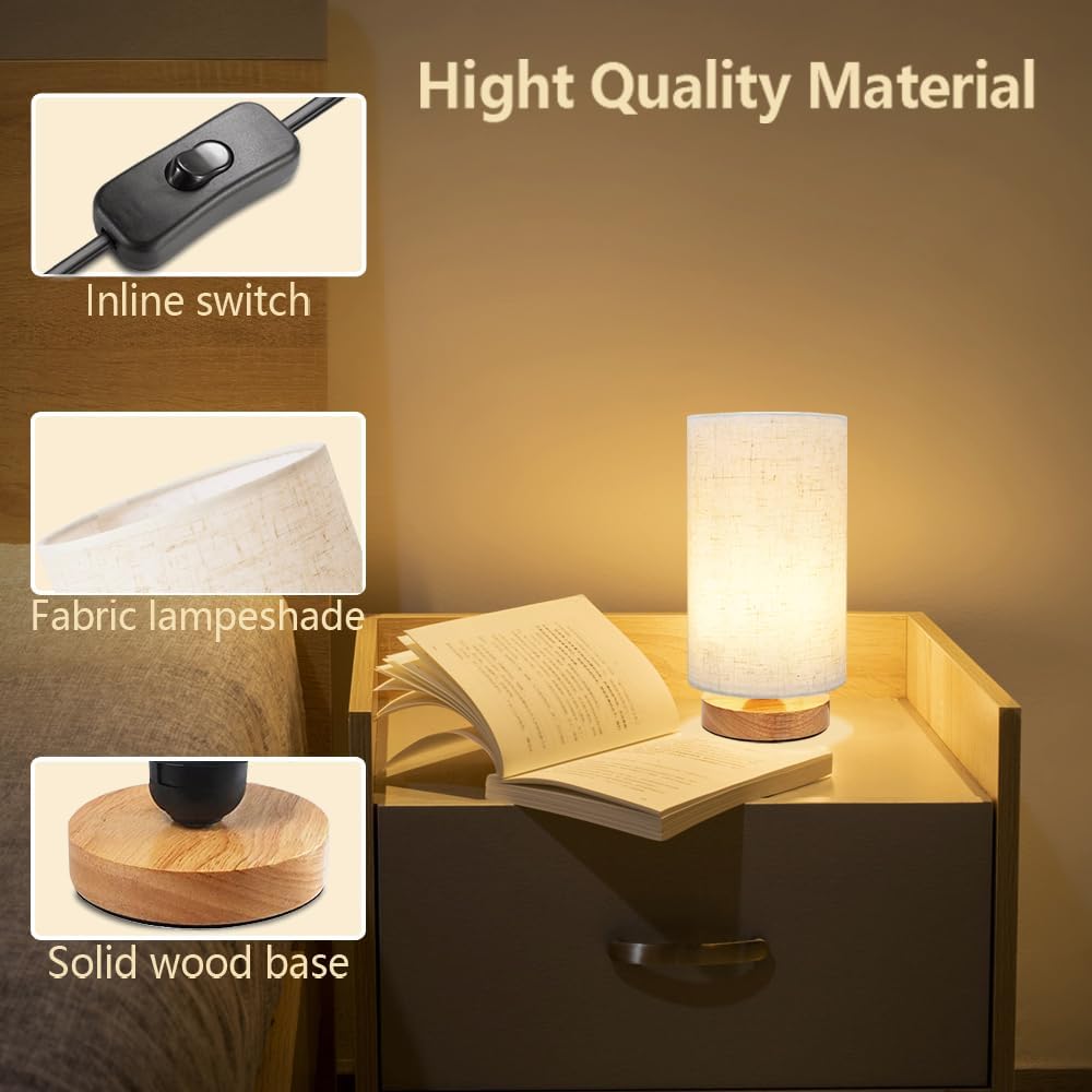 Small Table Lamp for Bedroom - Minimalist Warm Light - E26 Base