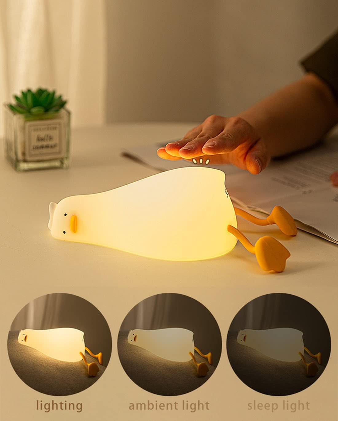 LED Duck Night Light | 3 Level Dimmable | Rechargeable | Cute Design