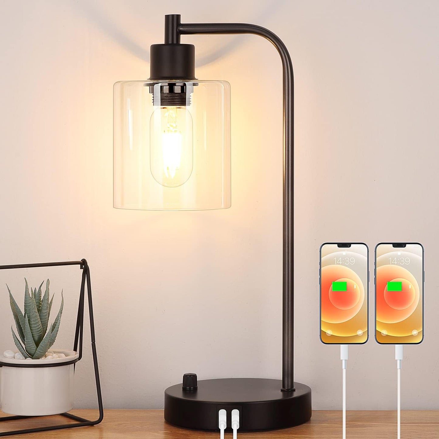 Glass Shade Table Lamp, Matte Black theluminousdecor