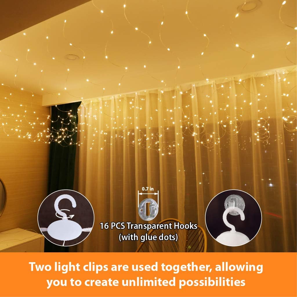 300LED Fairy Curtain Lights 9.8x9.8Ft | 8 Modes | USB Plug | Remote Control