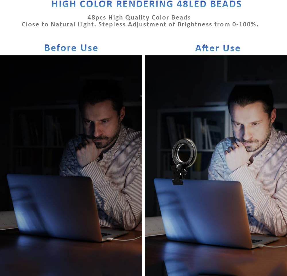 Video Conference Lighting Kit - Ring Light for Monitor Clip On