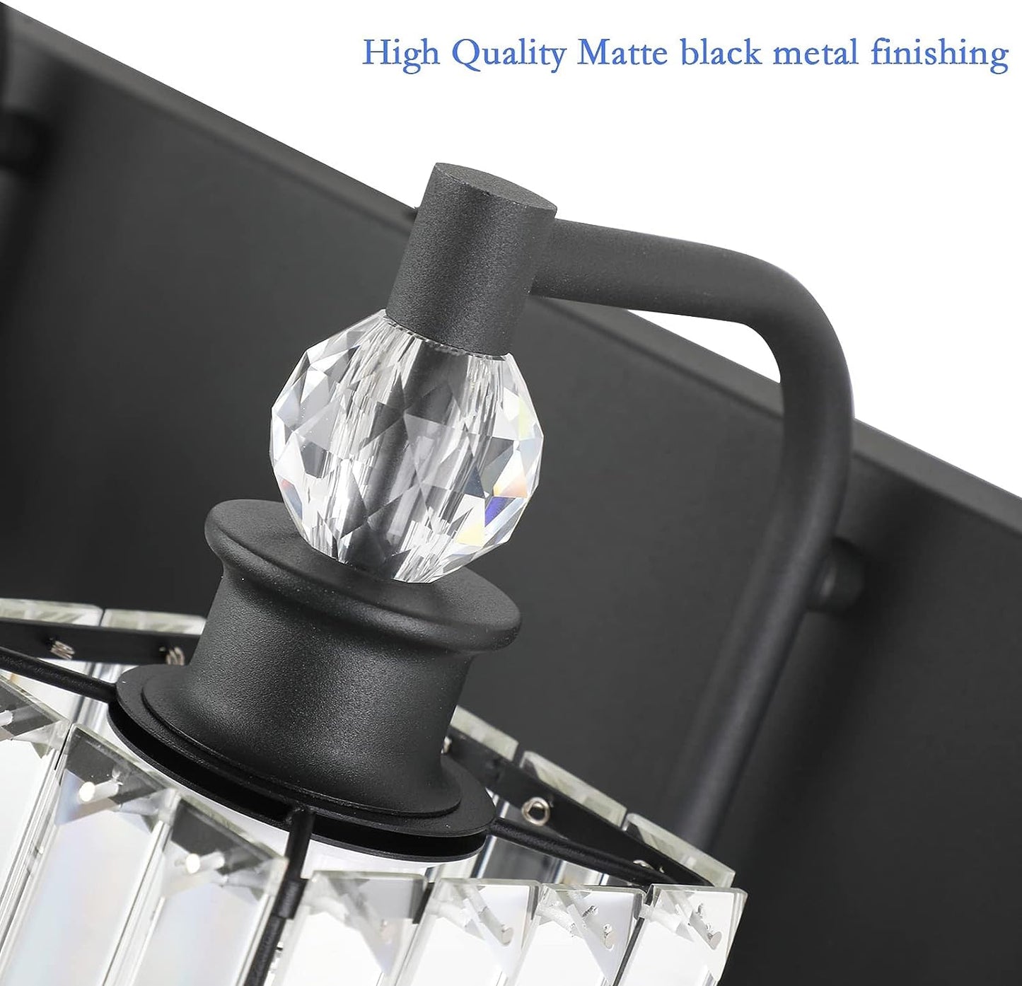 Elevate your bathroom with the Crystal Vanity Light in Matte Black. Stylish and functional bathroom illumination for a modern touch.