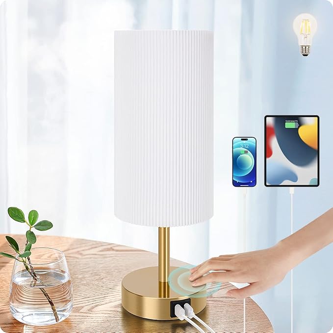 DreamHolder Table Lamp with 3 USB Ports, AC Outlet, Phone Charge