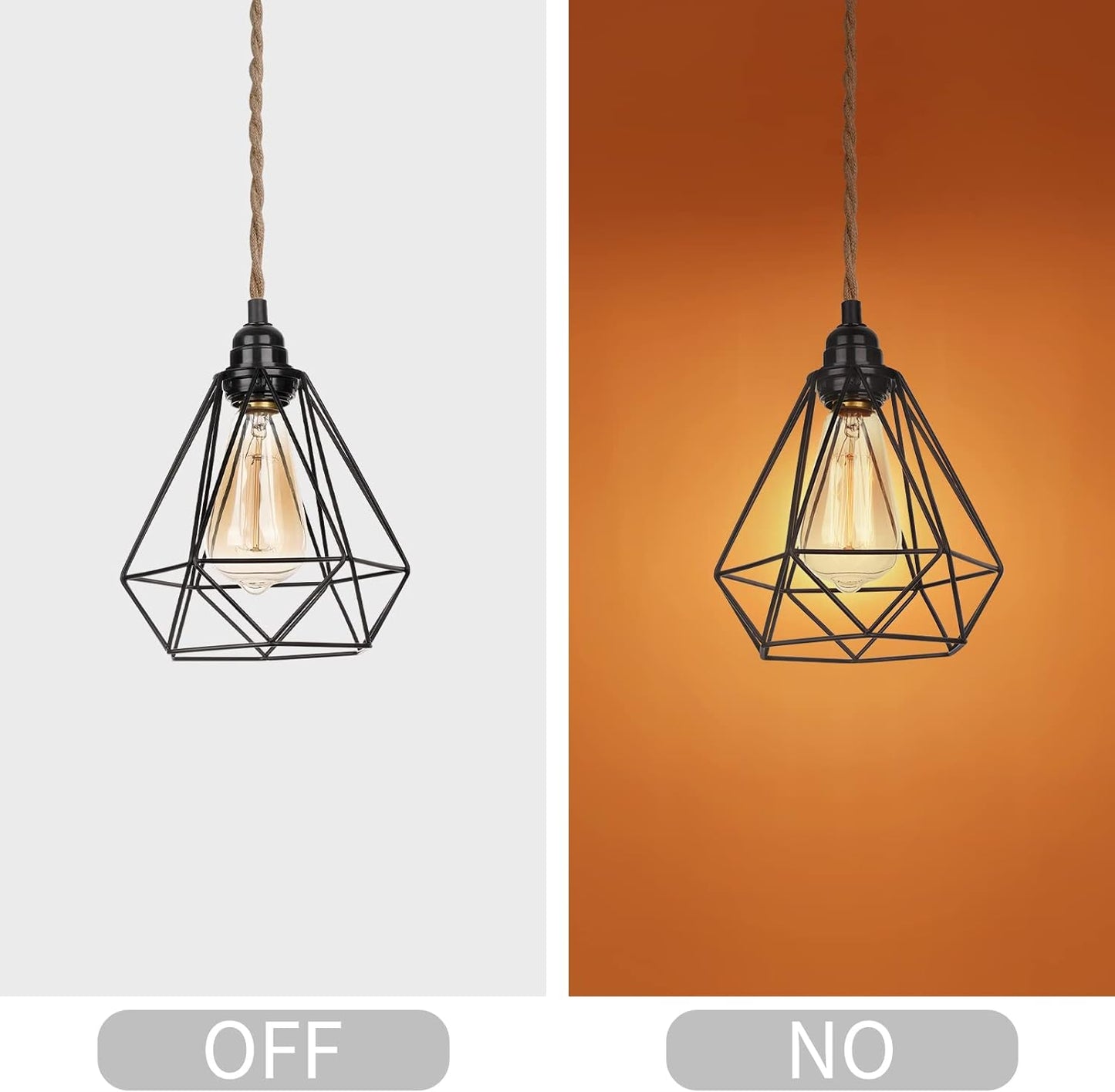 Rustic Hemp Pendant Light, Matte Black theluminousdecor